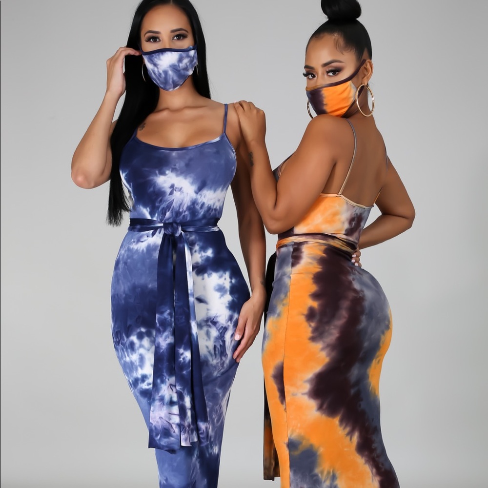 Tie Dye Dress & Mask Set